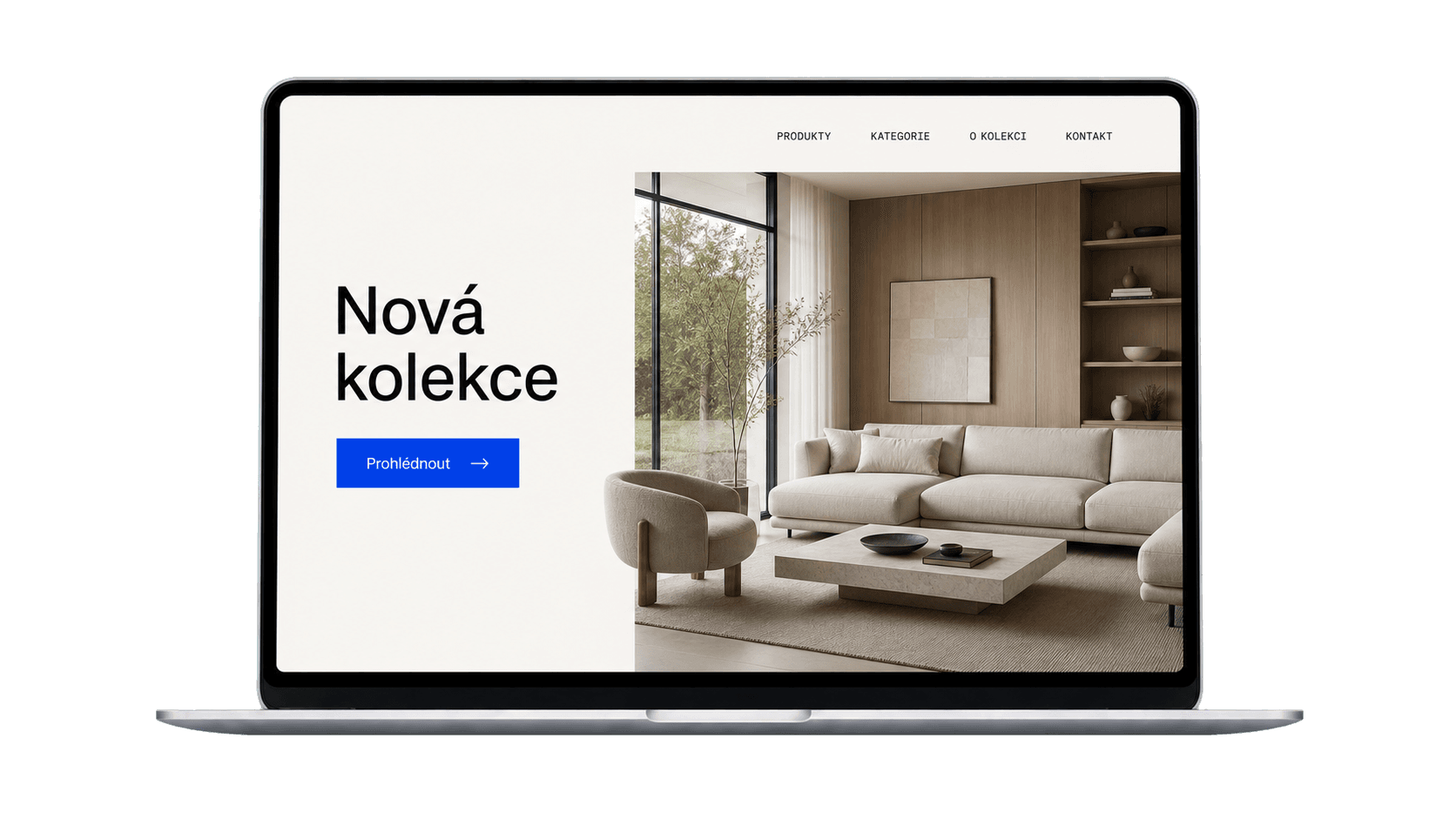 Ukázka e-shopu na notebooku