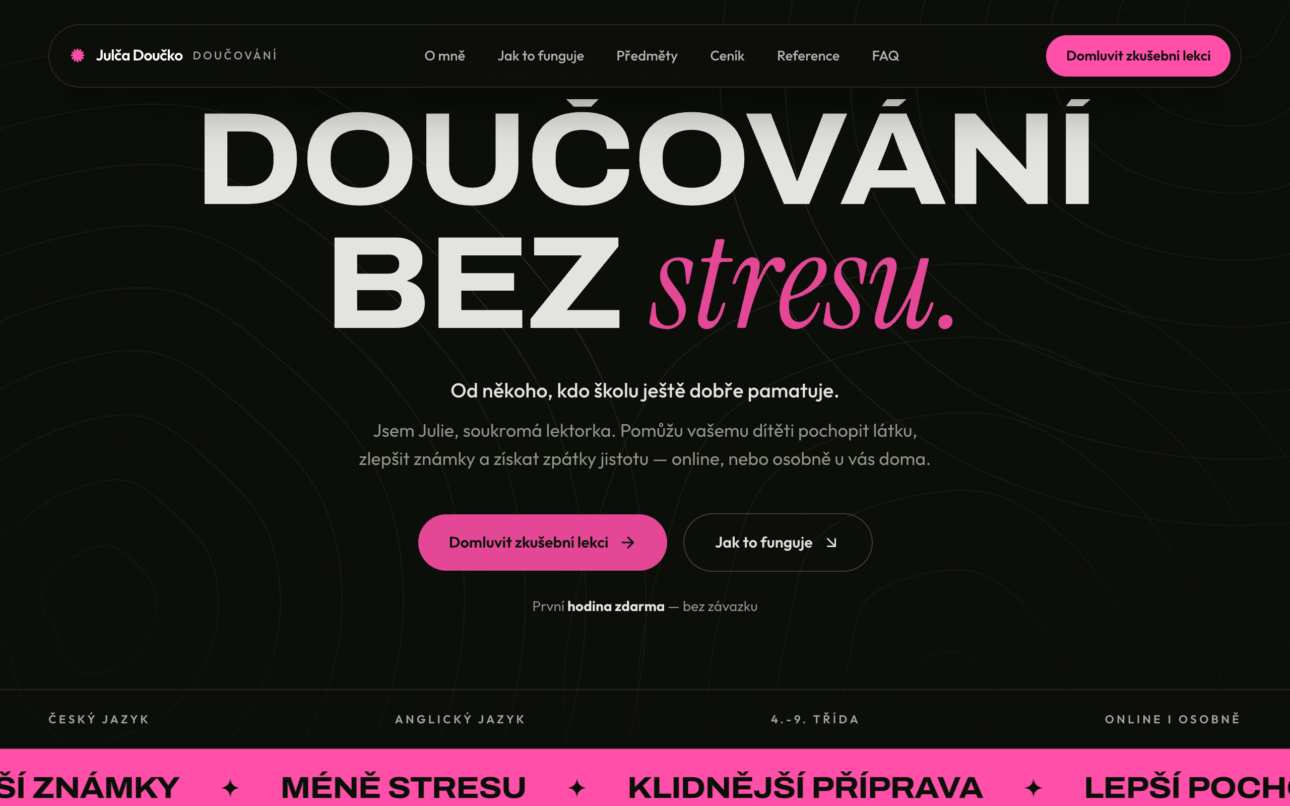 Julča Doučko: náhled webu, který jsme postavili