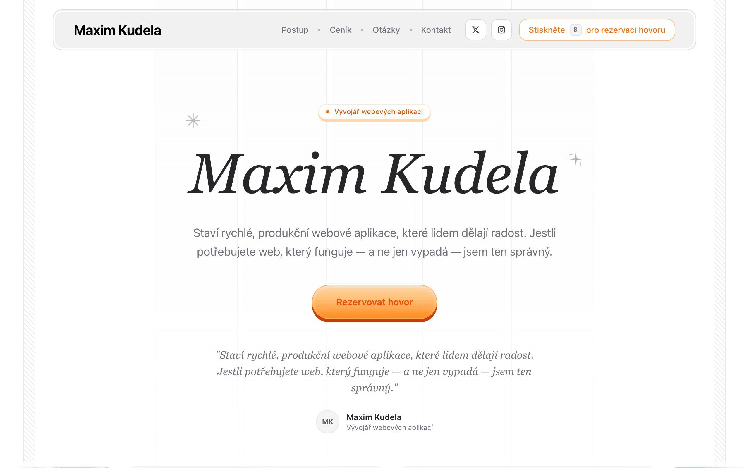 Maxim Kudela: náhled webu