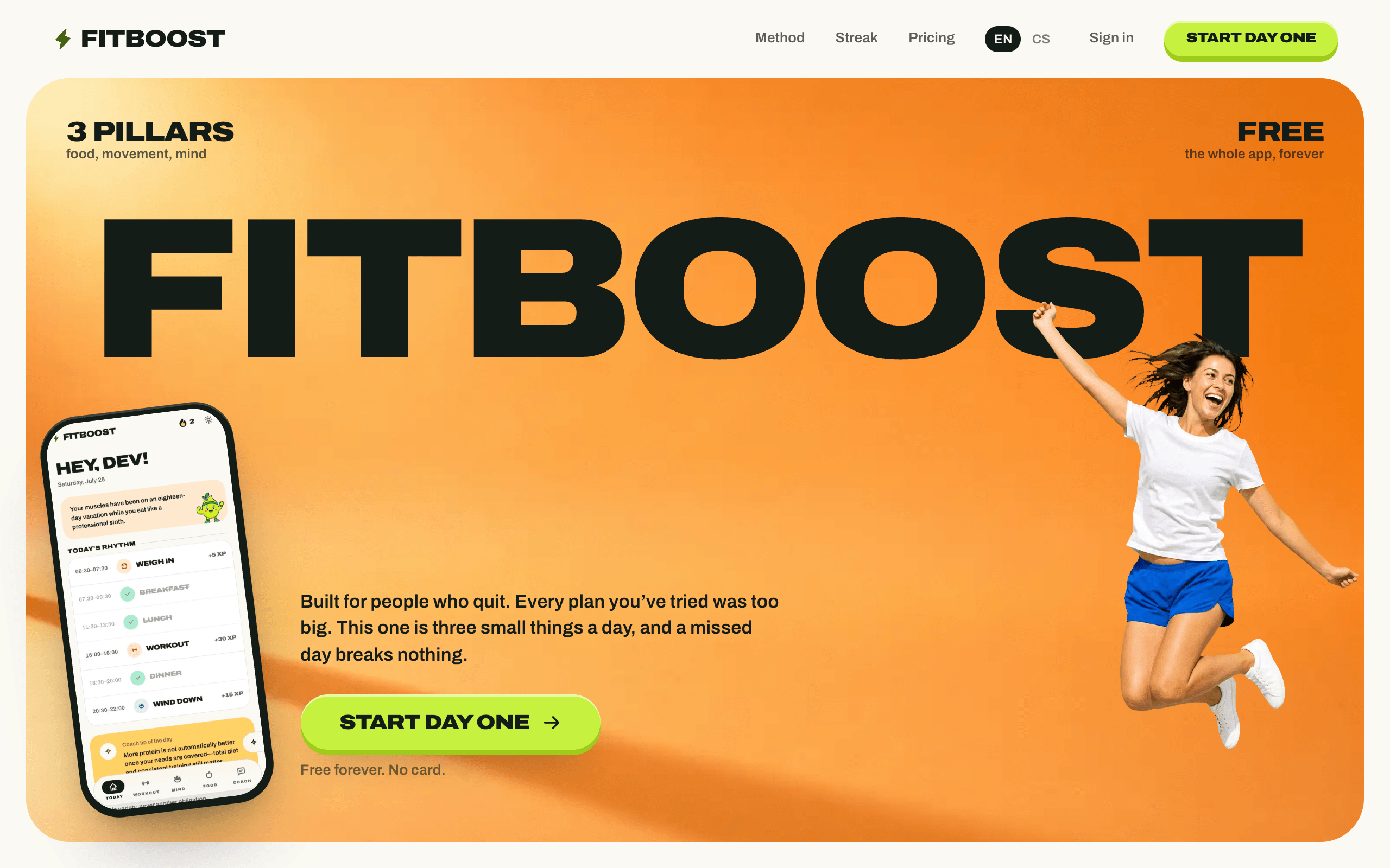 FitBoost: náhled webu, který jsme postavili
