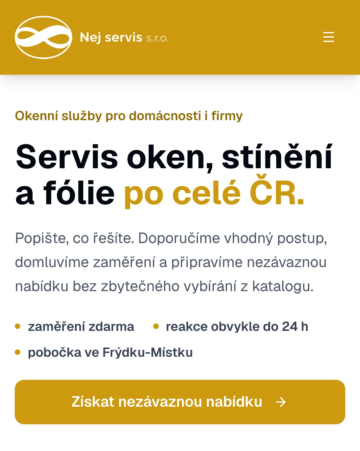 Nej servis: náhled webu