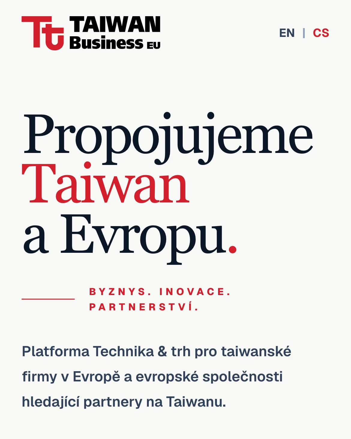 TaiwanBusiness EU: náhled webu