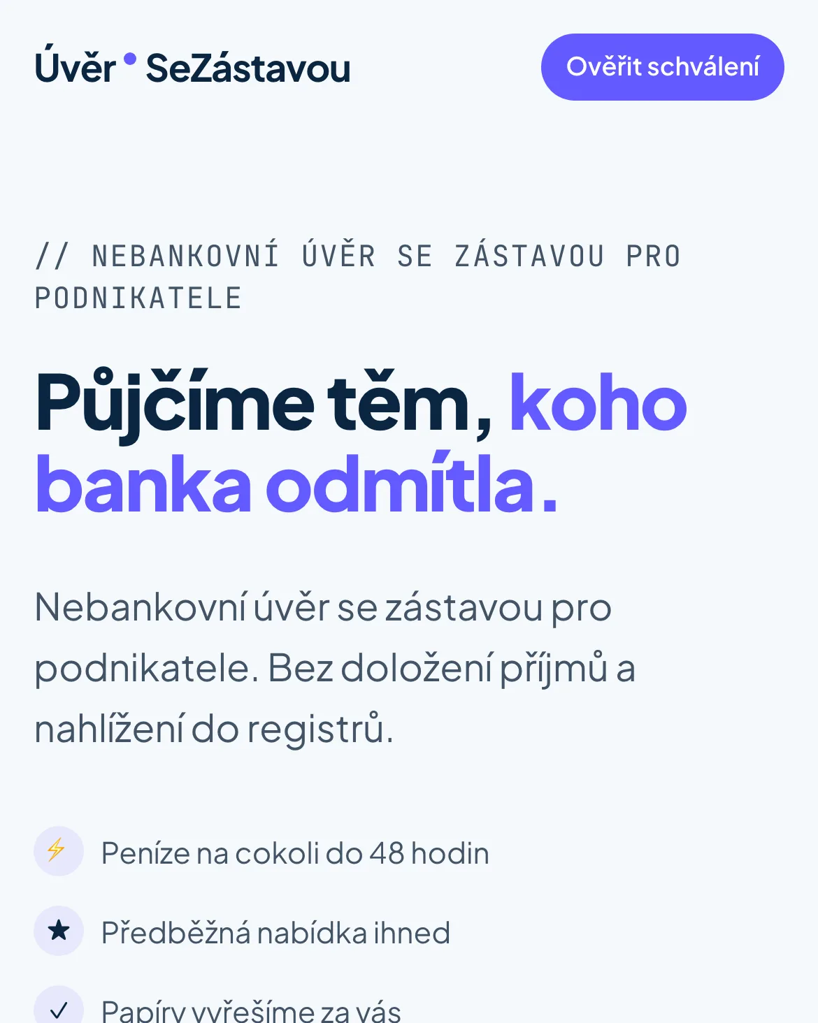 ÚvěrSeZástavou: náhled webu